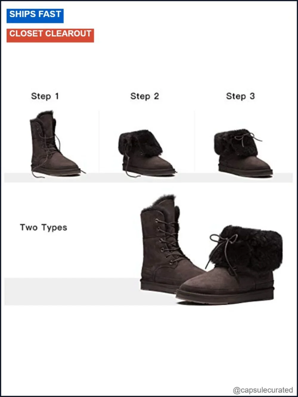 Shearling Leather Lace Up Snow Boots Mid Calf Winter Warm Fur Boots